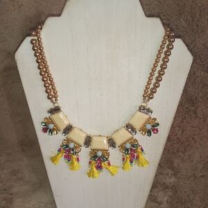 INC International Concepts Multicolor Beaded Necklace with Yellow Tassels